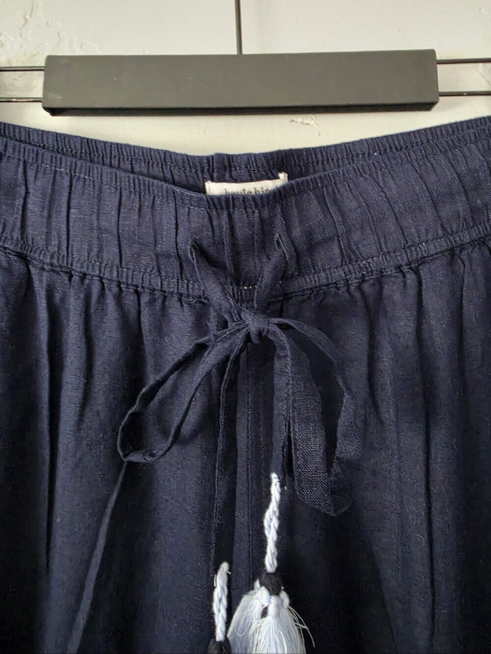 Haute Hippie Double Layered Linen Blend Boho Wide Leg Elastic Waist Pant Medium - Picture 5 of 9